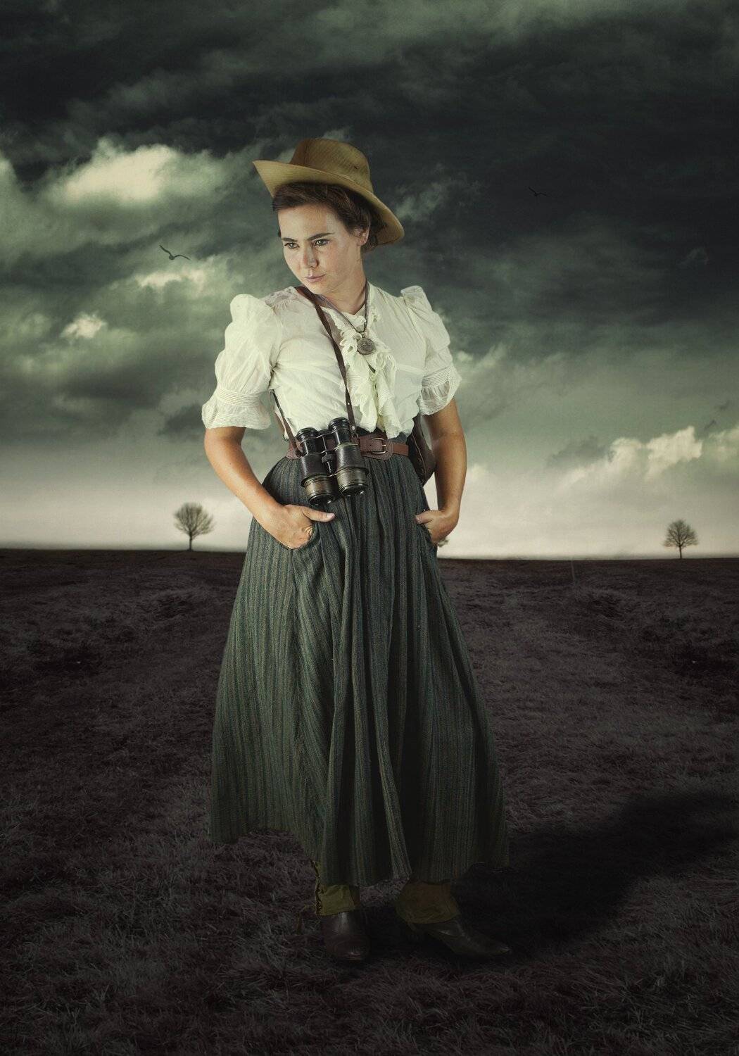 девушка, облака, поле, Sergii Vidov