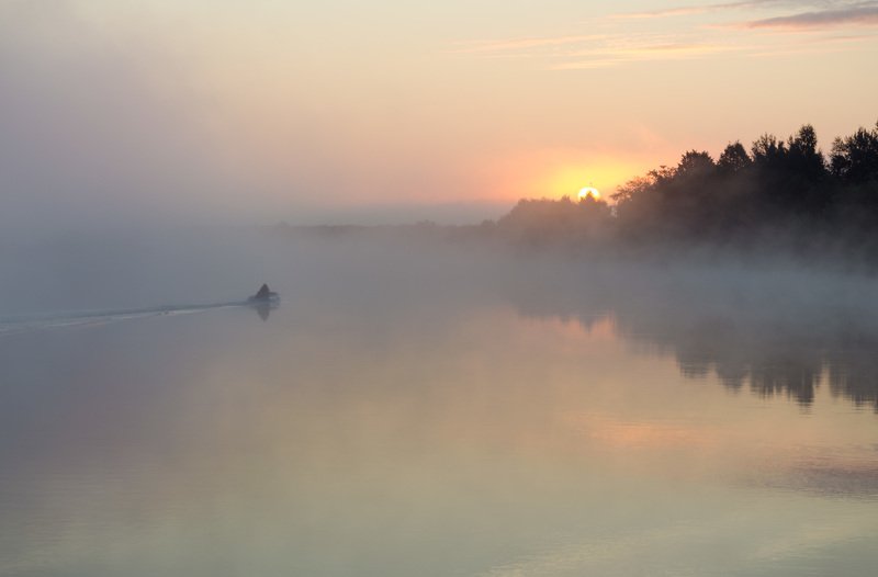 лето, природа, рассвет, краски, пейзаж,туман Сквозь утренний туман фото превью