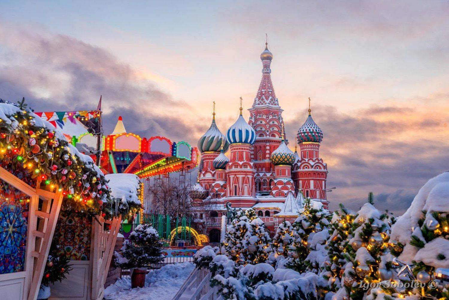 покровский собор, собор василия блаженного, зима, утро, москва, Игорь Соболев