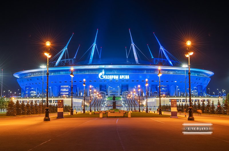 санкт-петербург, газпром арена,осень ,ночь, огни ночного города Газпром Арена фото превью