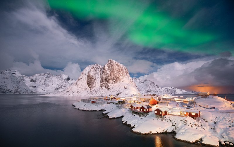 hamnøy lofoten aurora borealis zorza polarna norwegia norway Hamnøy фото превью