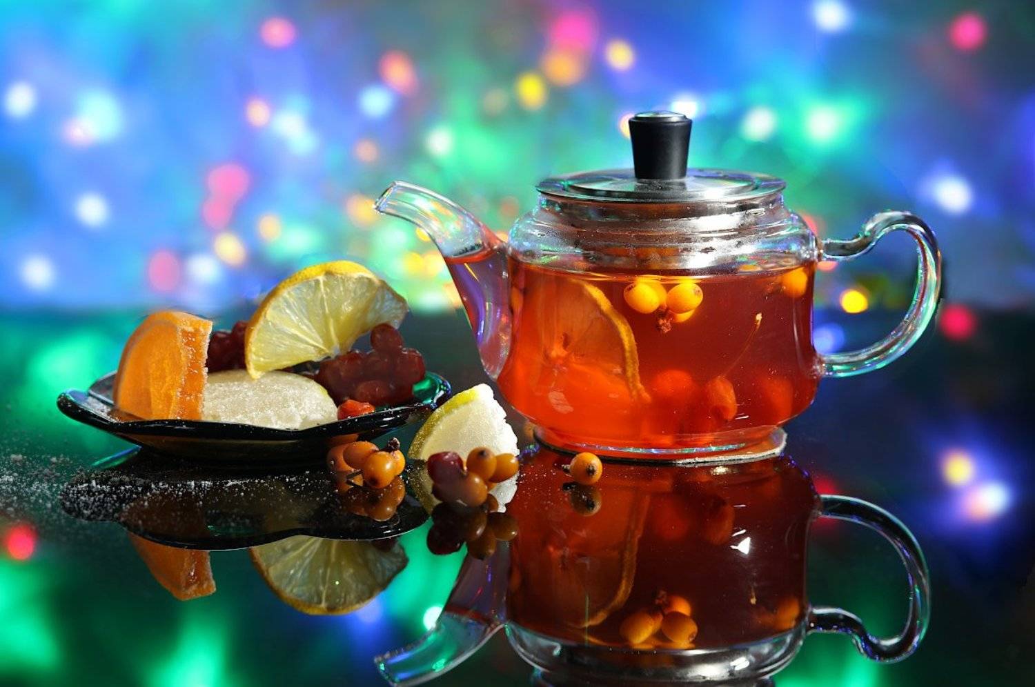 натюрморт, чай, праздник, новый год, огоньки, Шруб (Беляева) Татьяна