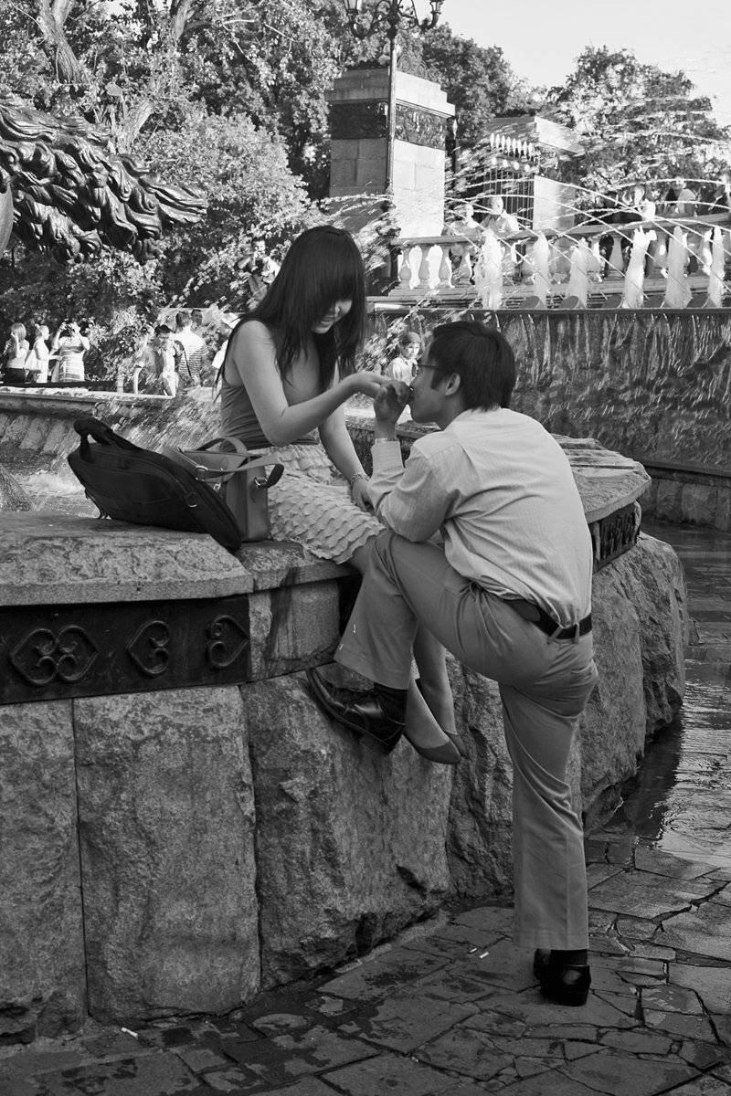 фонтан, город, лето, пара, Николай Смоляк