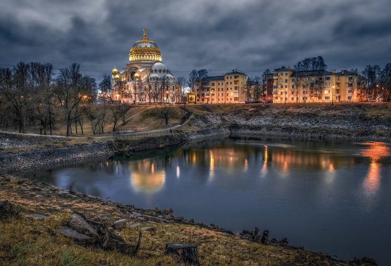 Городской пейзаж, Архитектура, Церковь Никольский Морской собор в Кронштадте фото превью