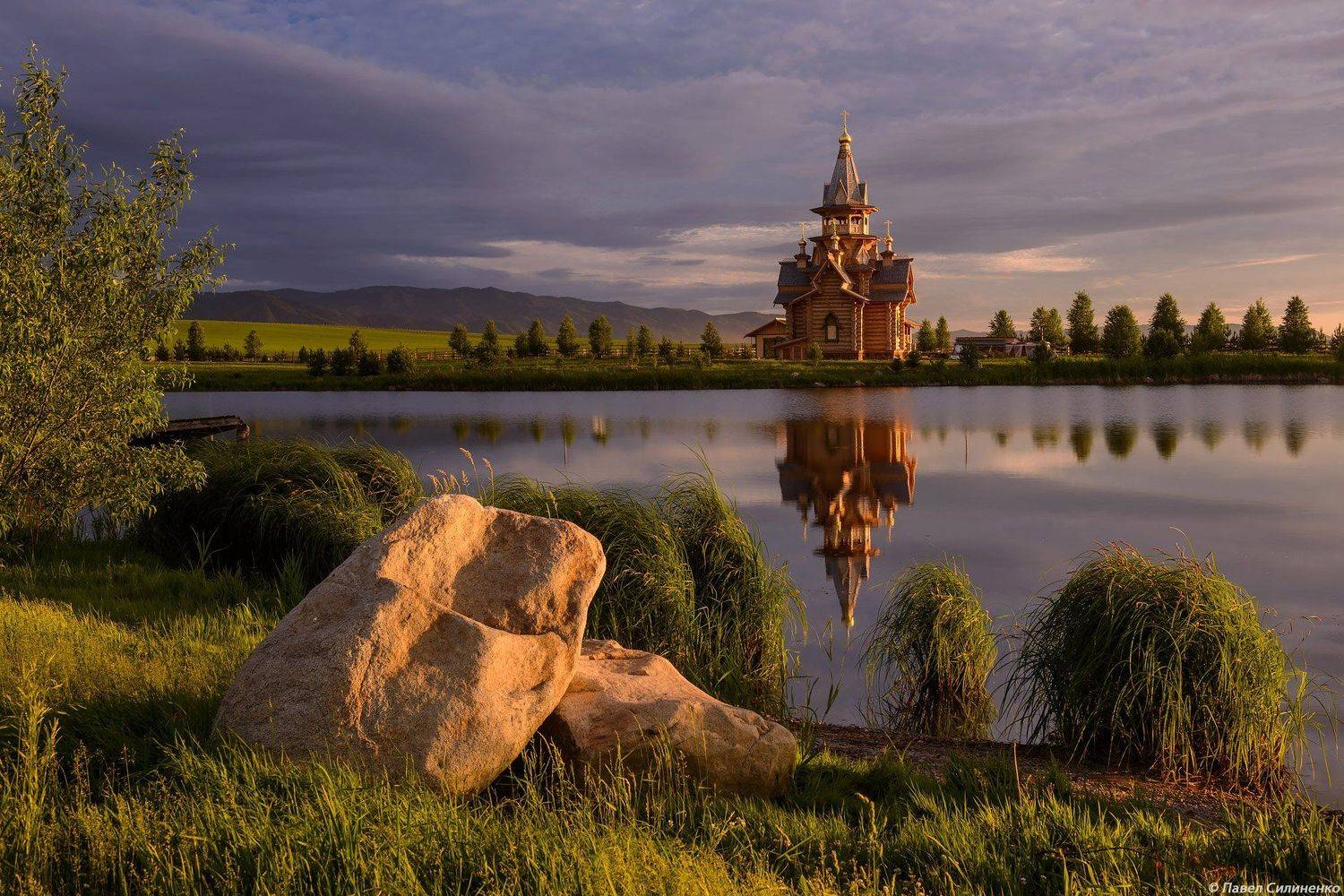 пейзаж, озеро, закат, храм, алтай, лето, свет, Павел Силиненко
