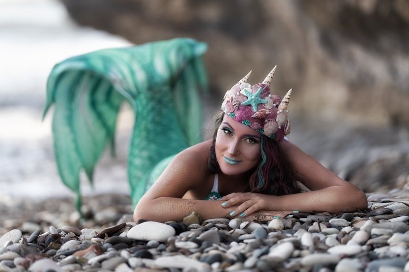 русалка фентези портрет сказка корона цвет Морская дева фото превью