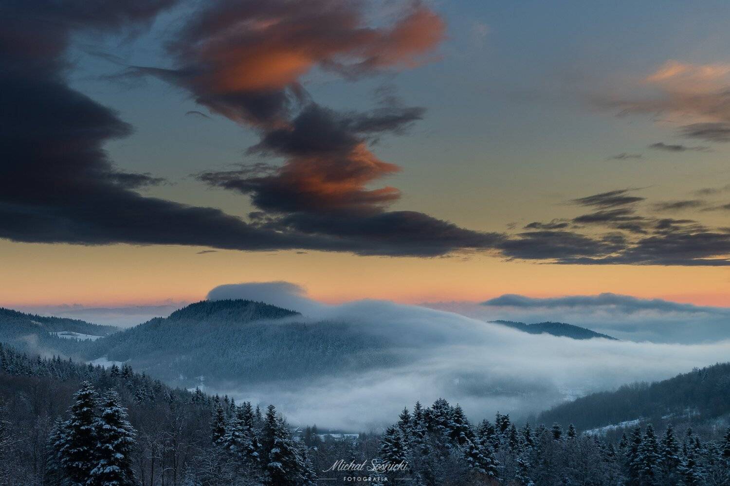 #sunrise #clouds #sky #dramaticsky #color #amazing #nature #trees #poland #zawoja #benro #benq #haida #pentax, Michał Sośnicki