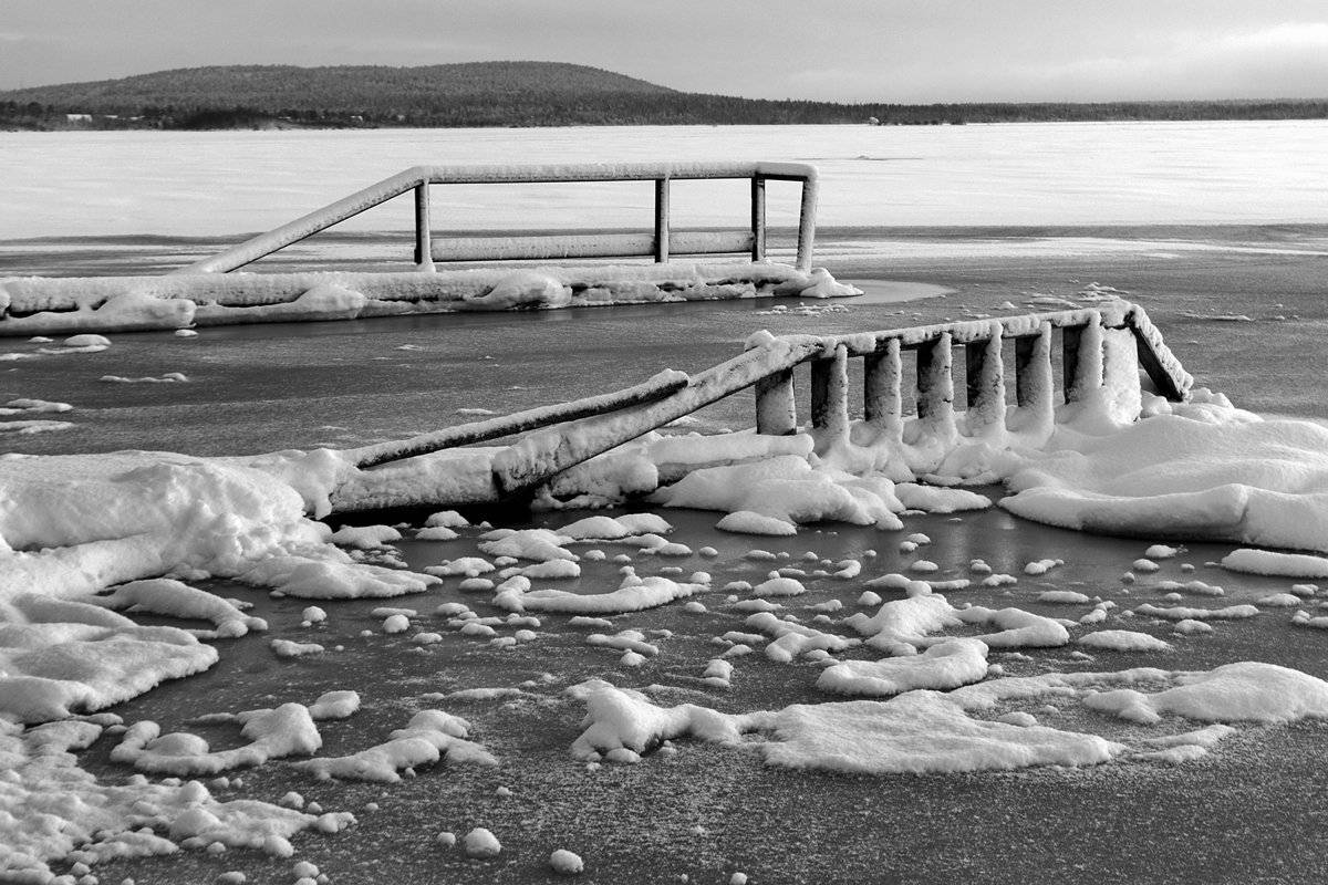 мороз, пирс, зима, апатиты, озеро, имандра, лед, Николай Смоляк