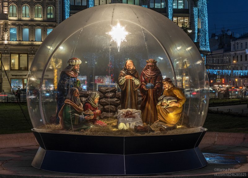 город, архитектура, санкт-петербург, вечерний петербург, рождество христово, рождественский вертеп, казанский сквер С Рождеством Христовым! фото превью