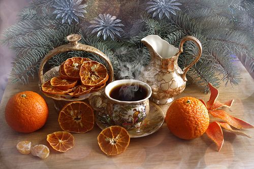 С чашечкой рождественского кофе .