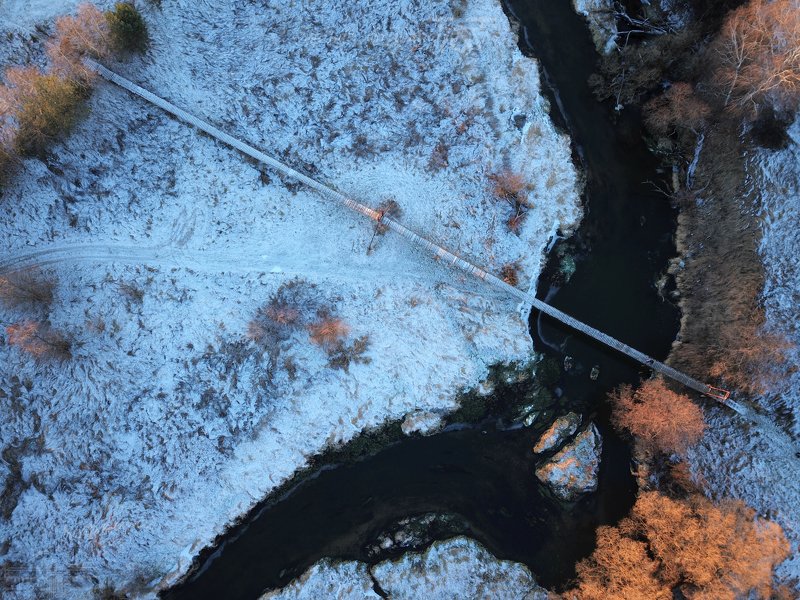 аэросъемка, дрон, река, зима, dronephoto Лук и стрела фото превью