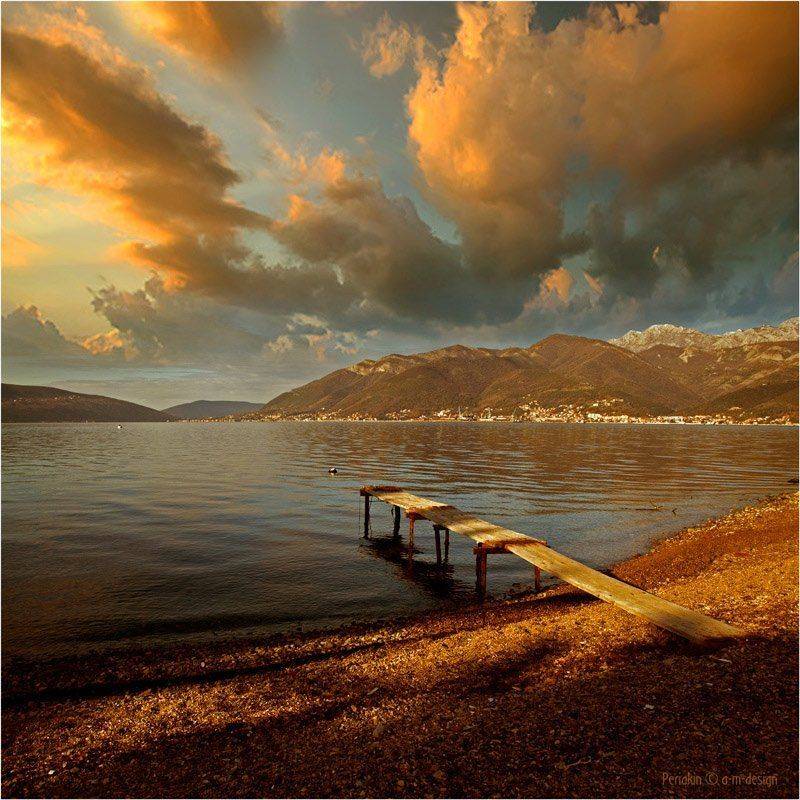 черногория пирс горы вода облака, Виктор Перякин