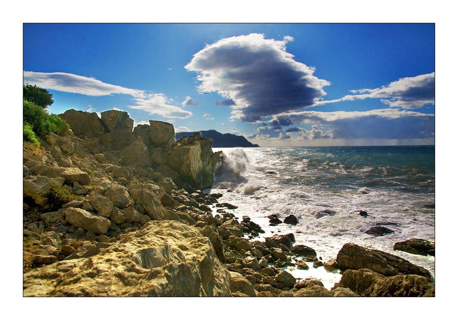 крым, судак, алчак, мыс меганом, чёрное море, шторм, скалы, горы, камни, лето, природа, Deslade