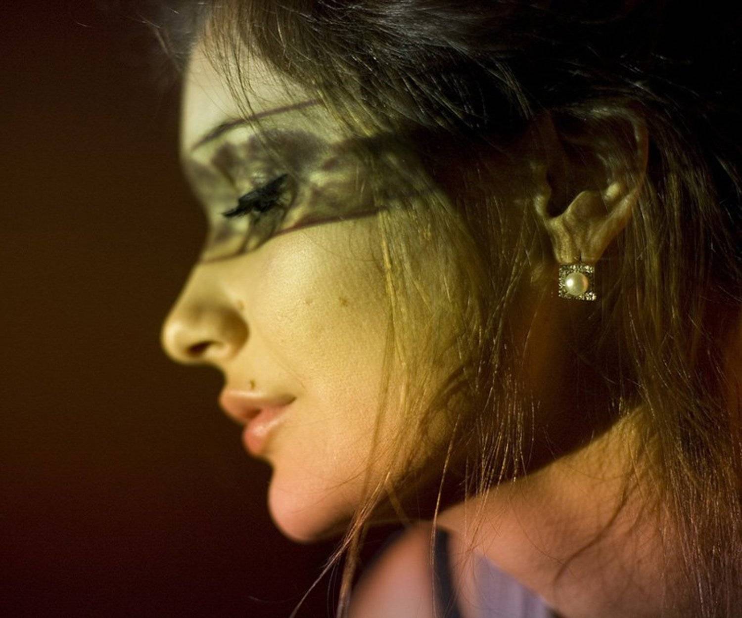 девушка, профиль, тень, повязка, кружева, глаза, томность, расфокус, Milky_Jane