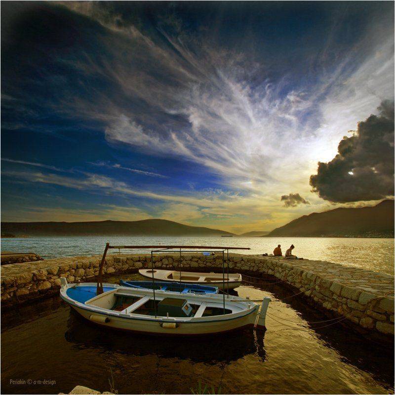 лодки, пейзаж, море, , мужчина, и, женщина, Виктор Перякин