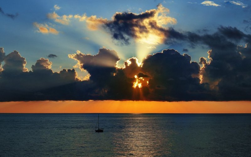 море, закат Световое шоу заката, или два горизонта фото превью