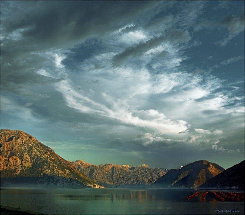 горы, залив, облака, рисан, Виктор Перякин