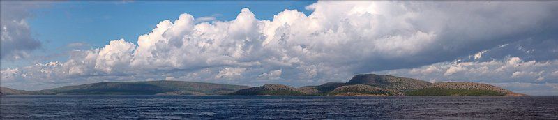 белое море,  архипелаг кузова, русский кузов, немецкий кузов, облачная феерия, панорама, полярик Русский и Немецкий Кузов фото превью