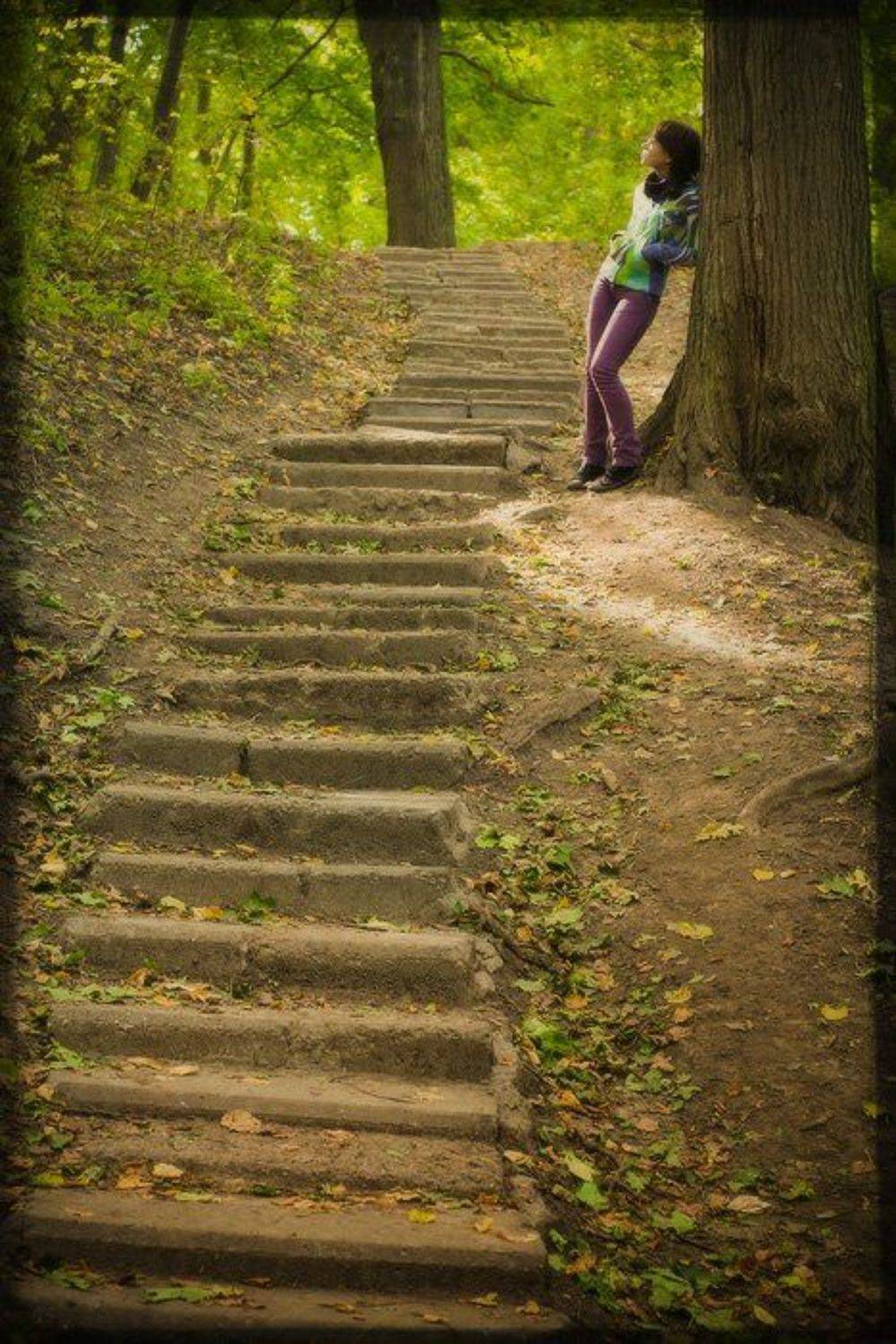 лестница, лес, волшебство, осень, Айрин