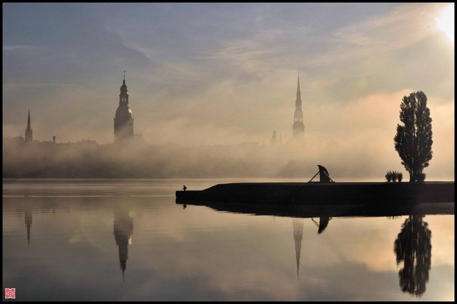 рига, туман, утро, рыбак, Cairns (Павел Васильев)