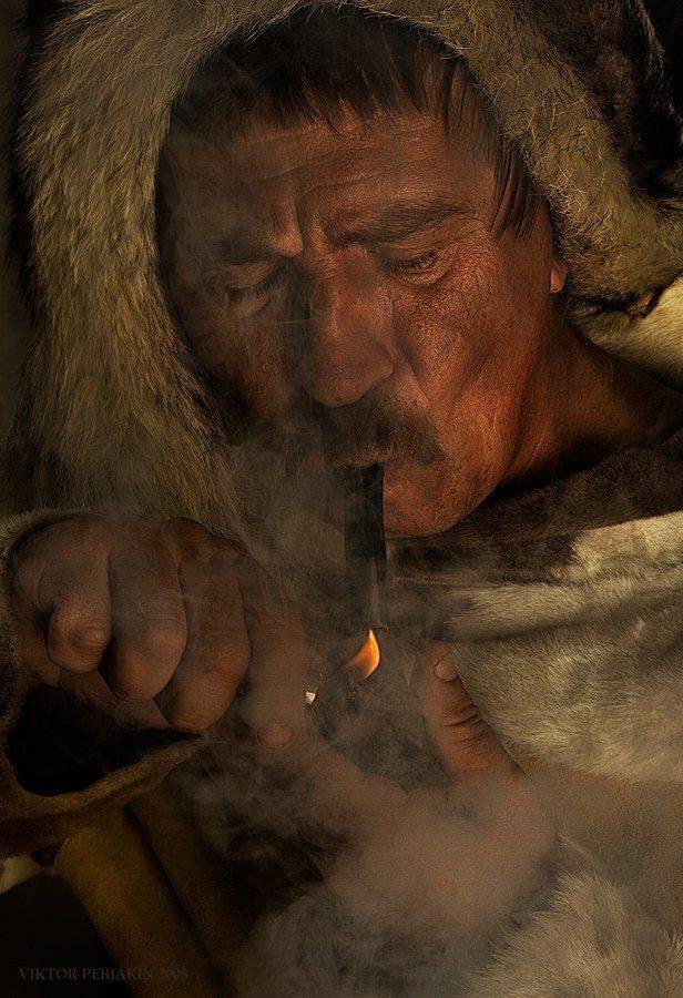 оленевод, трубка, огонь, Виктор Перякин