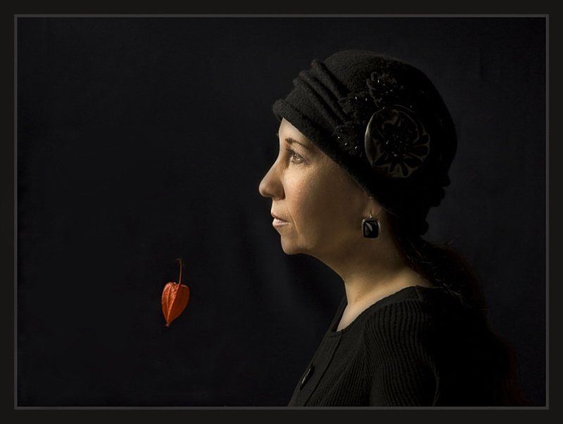 женский, портрет Профиль и физалис. фото превью