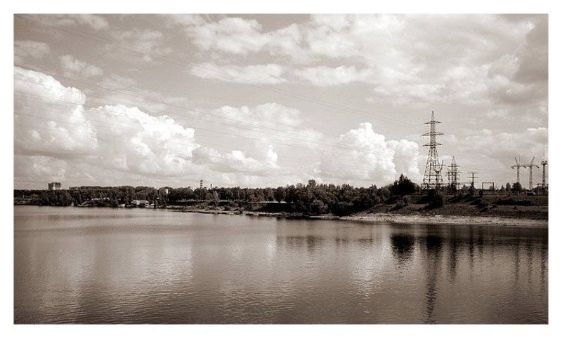 чб, волга, дубна, облака, Дубна фото превью