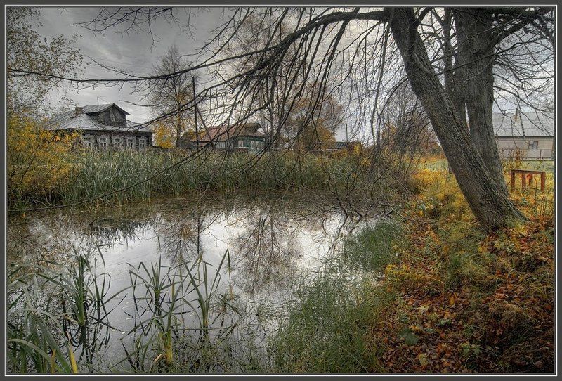 деревня, пруд ,осень Осень в деревне фото превью