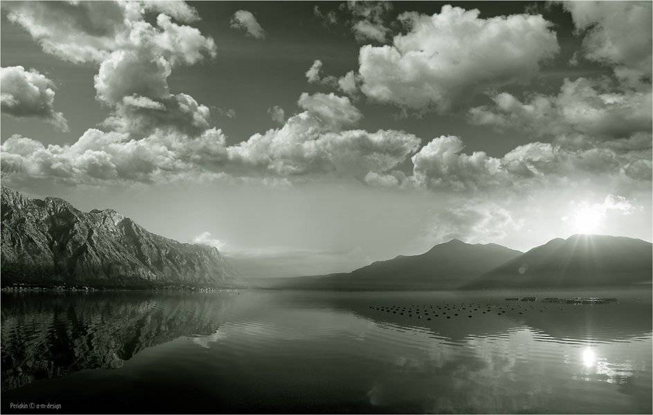 черногория, рисан, облака, горы, залив, Виктор Перякин