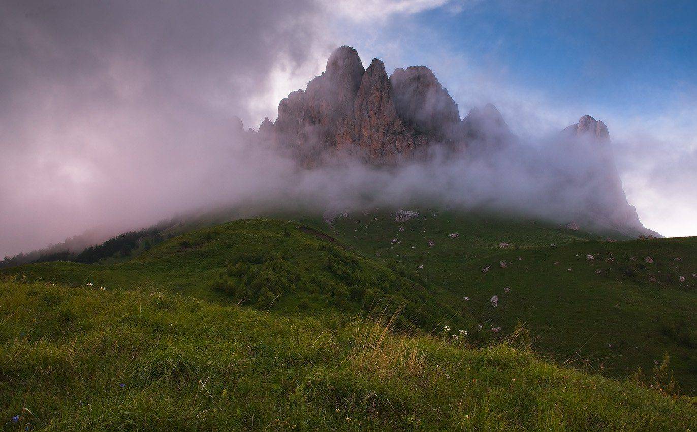 кавказ, горы, лето, вечер, большой, тхач, Николай Мысливцев