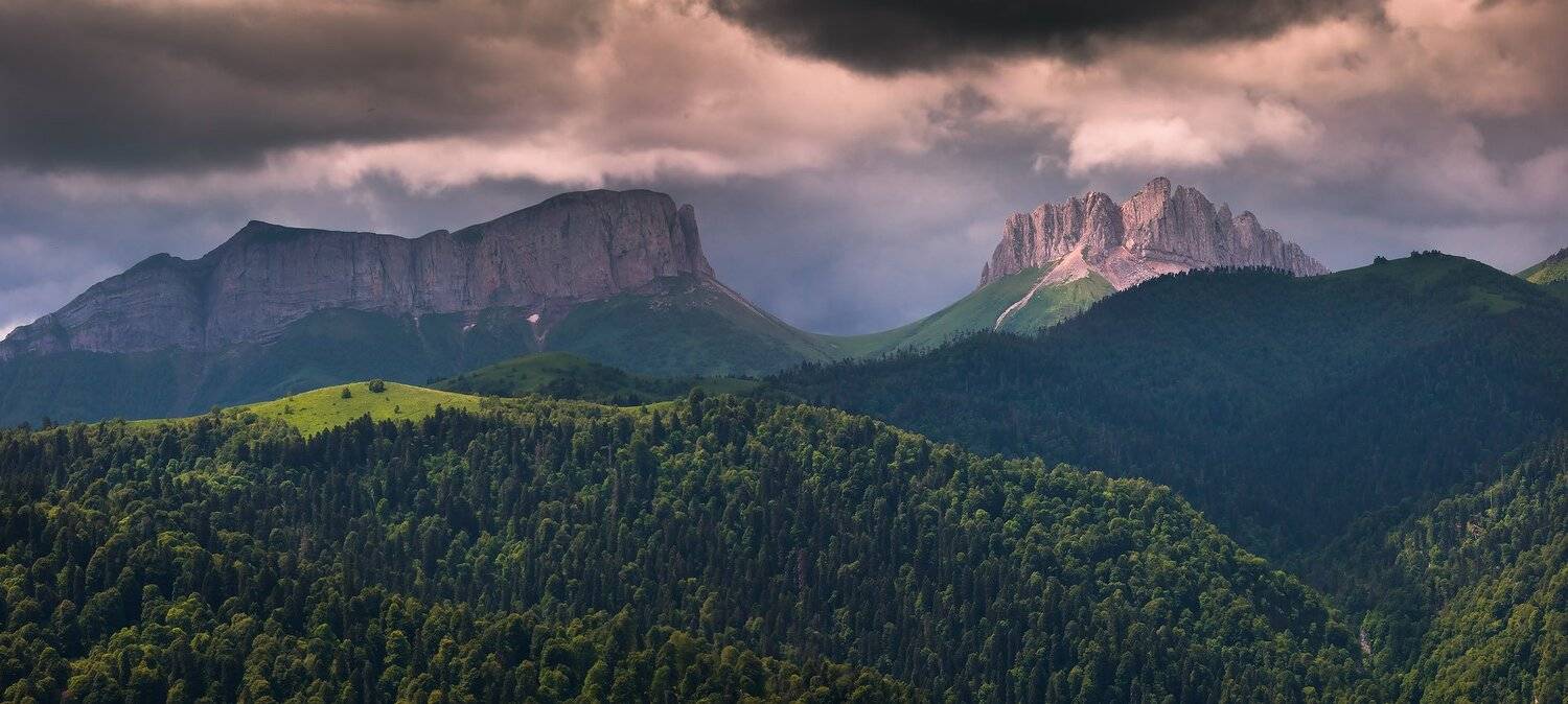 кавказ, горы, лето, тучи, ачешбок, Николай Мысливцев
