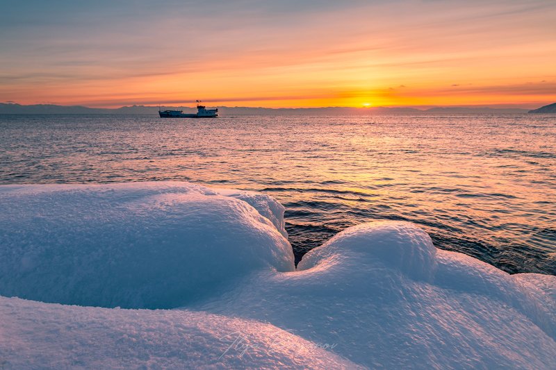 Байкал. Январский закат фото превью