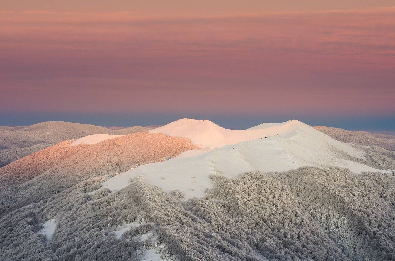 Bieszczady, Połonina, Wetlińska, mountains, Poland, snow, winter, frost, forest,  Mirek Pruchnicki