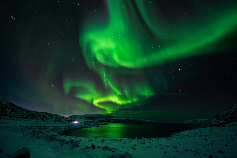 пейзаж, природа, зима, снег, северное сияние, север, northern lights, аврора Northern Lights фото превью