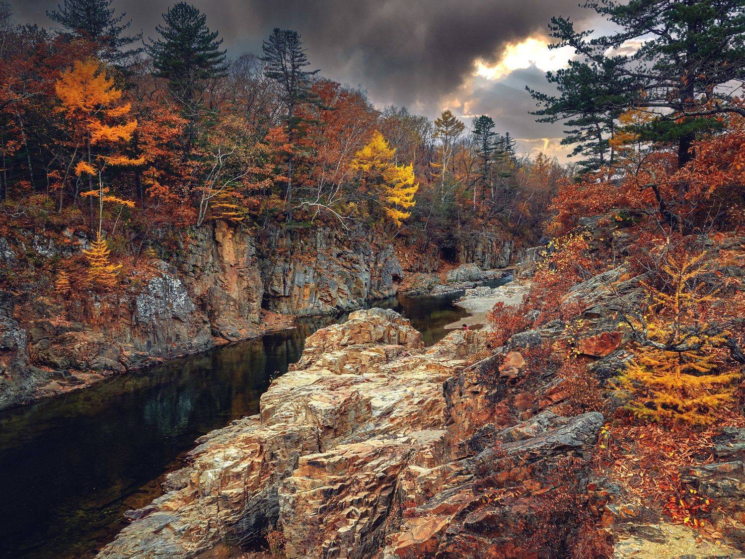тайга, осень, река, гроза, Игорь Жабский