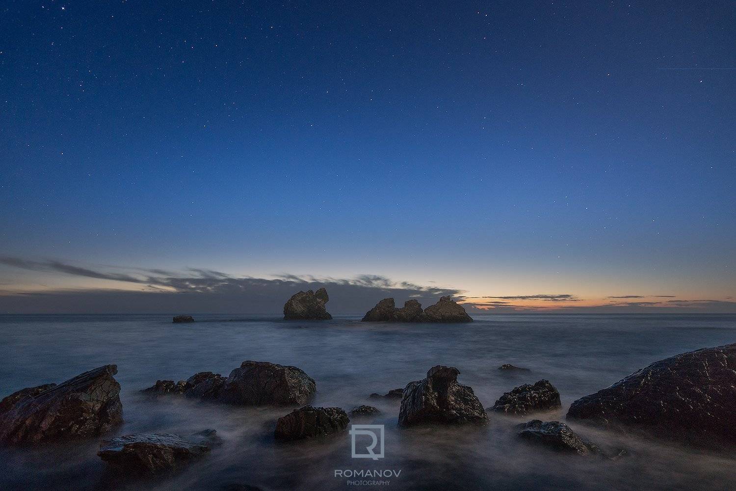 крым звезды ночь рассвет облака камни скалы море верблюд синий, Валерий Романов