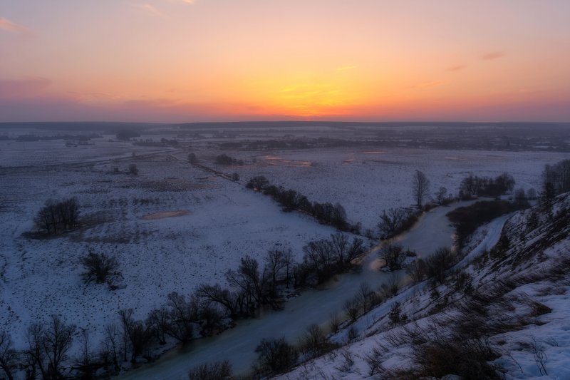 крапивенское городище, рассвет, река корень Рассвет в Крапивном фото превью