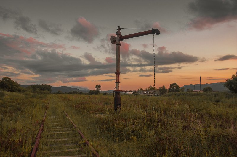 забытое,  жд,  железная дорога, станция, лето, закат, Журавль и лисица фото превью