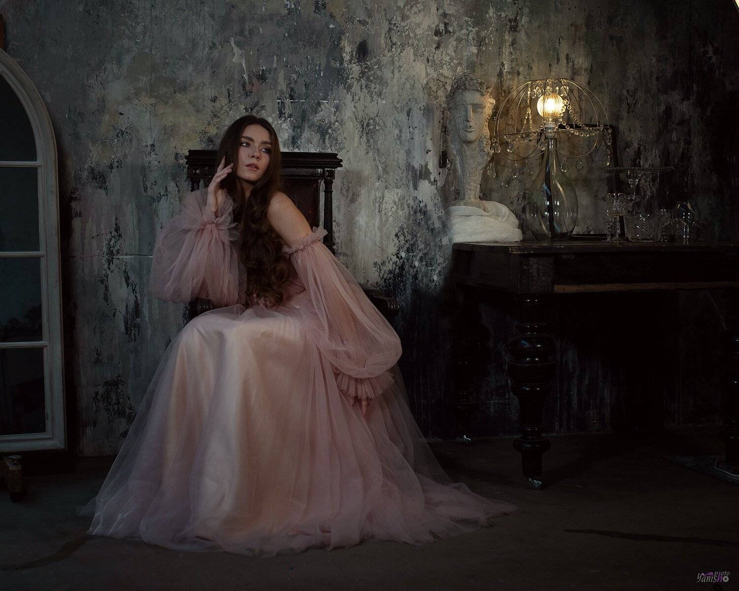 портрет, девушка, студия, фатин, розовый, Янина Ермакова