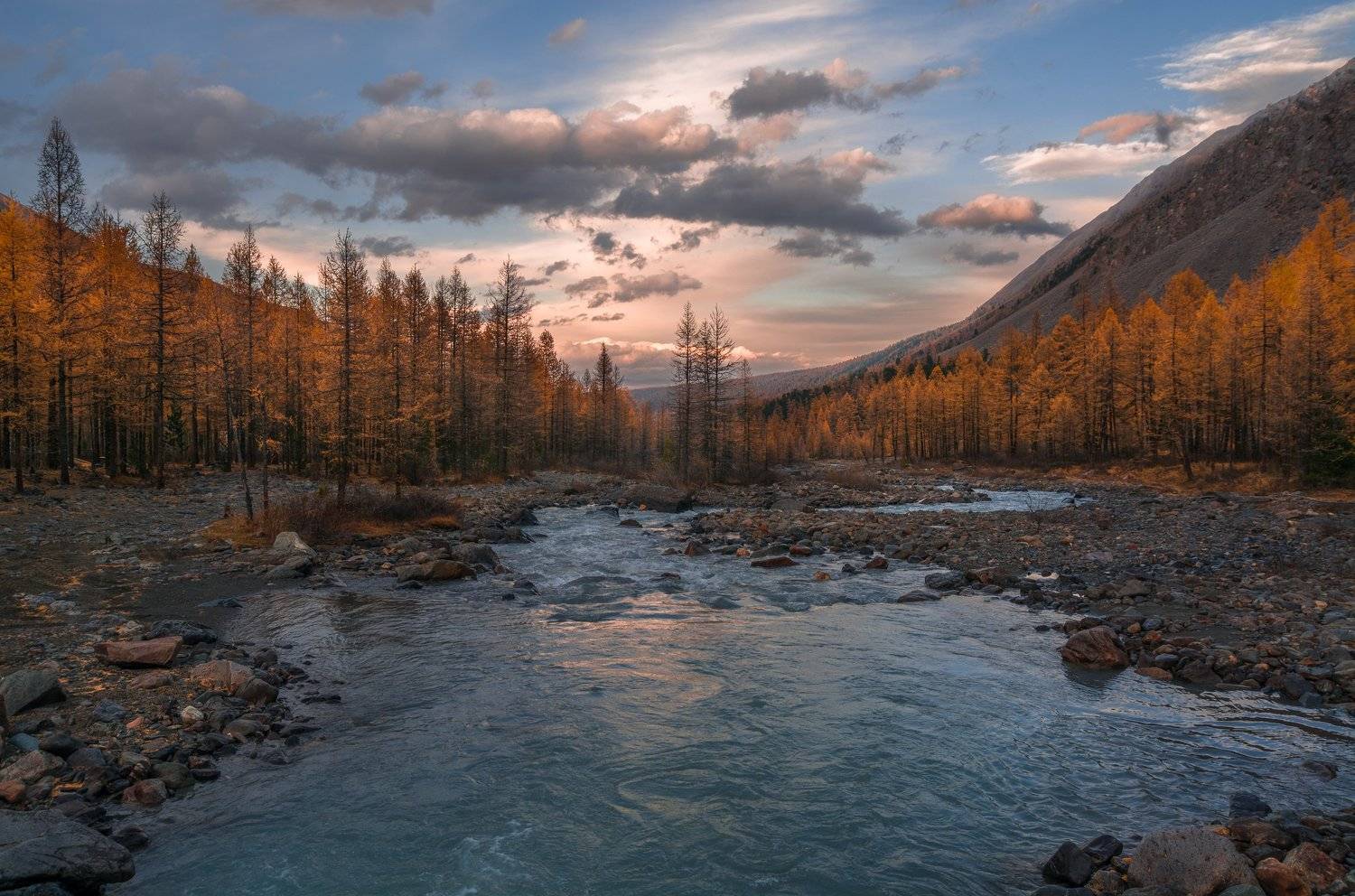 россия, горный алтай, долина актру, осень, вечер, Андрей Поляков
