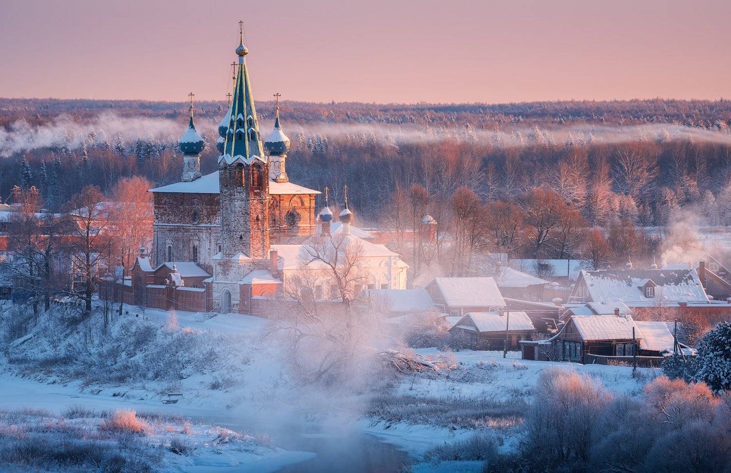 зима, рассвет, река, утро, пейзаж, дунилово, Виталий Левыкин