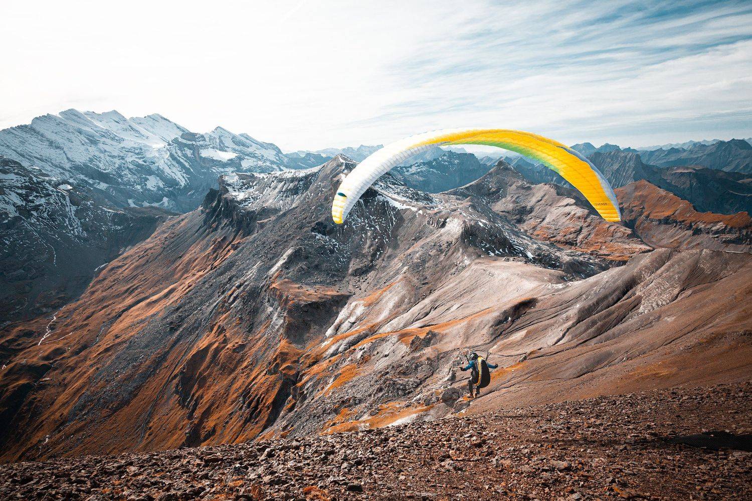горы,снег, швейцария, туризм,солнце,воздух, парашют, спорт, небо, высота, Андрей Огнев