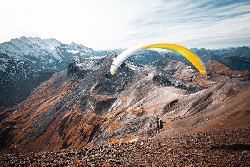 горы,снег, швейцария, туризм,солнце,воздух, парашют, спорт, небо, высота *Мне бы в небо...* фото превью