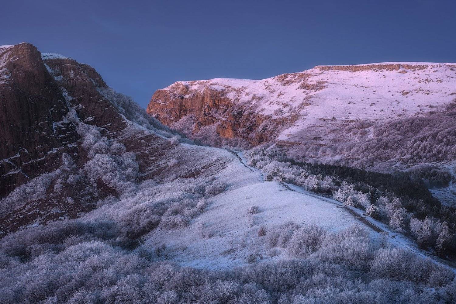 Крым зима мороз горы лес закат, Алексей Агеев
