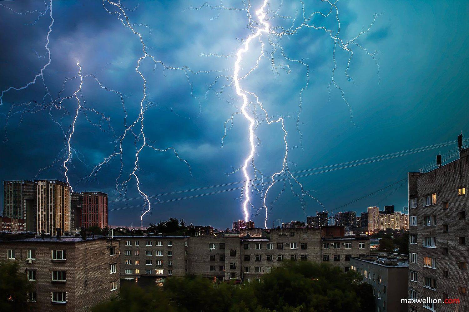 пермь, молнии, город, ночь, природа, Maxwellion