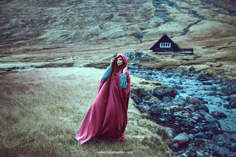 red, wind, faroe, portrait, fine art, art, model, beautiful, wild, Faroe Islands Red Wind фото превью