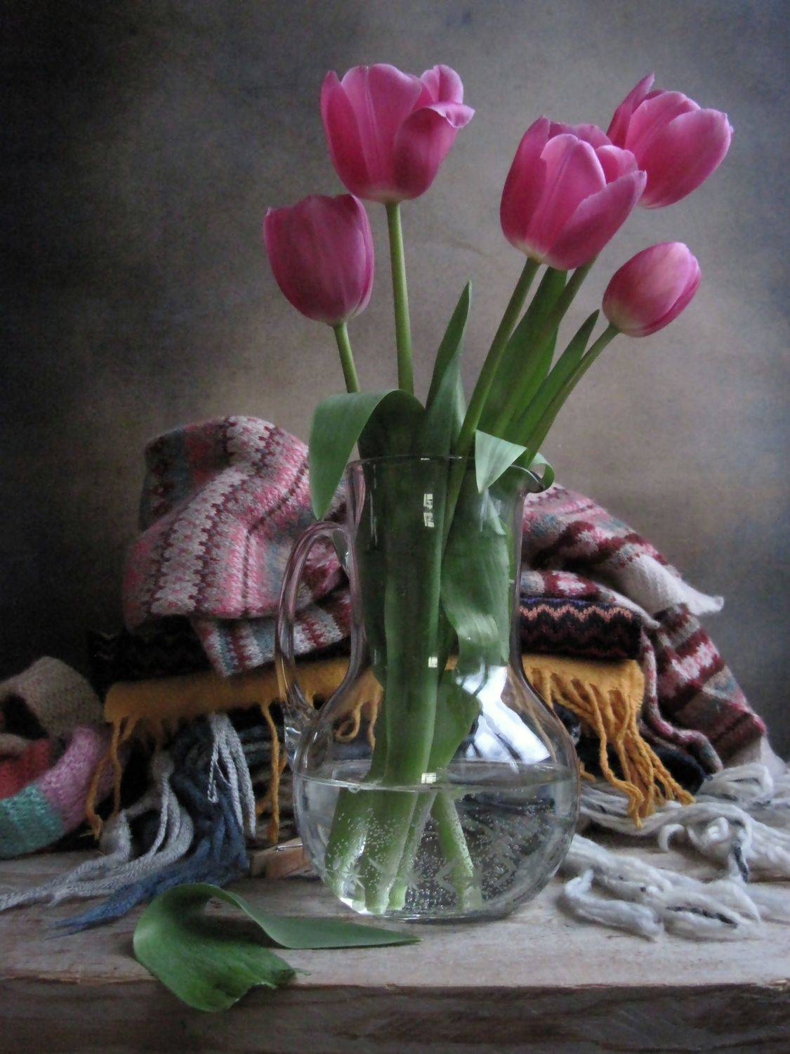 цветы, букет, тюльпаны, шарфики, весна, подарок, Наталия Тихомирова
