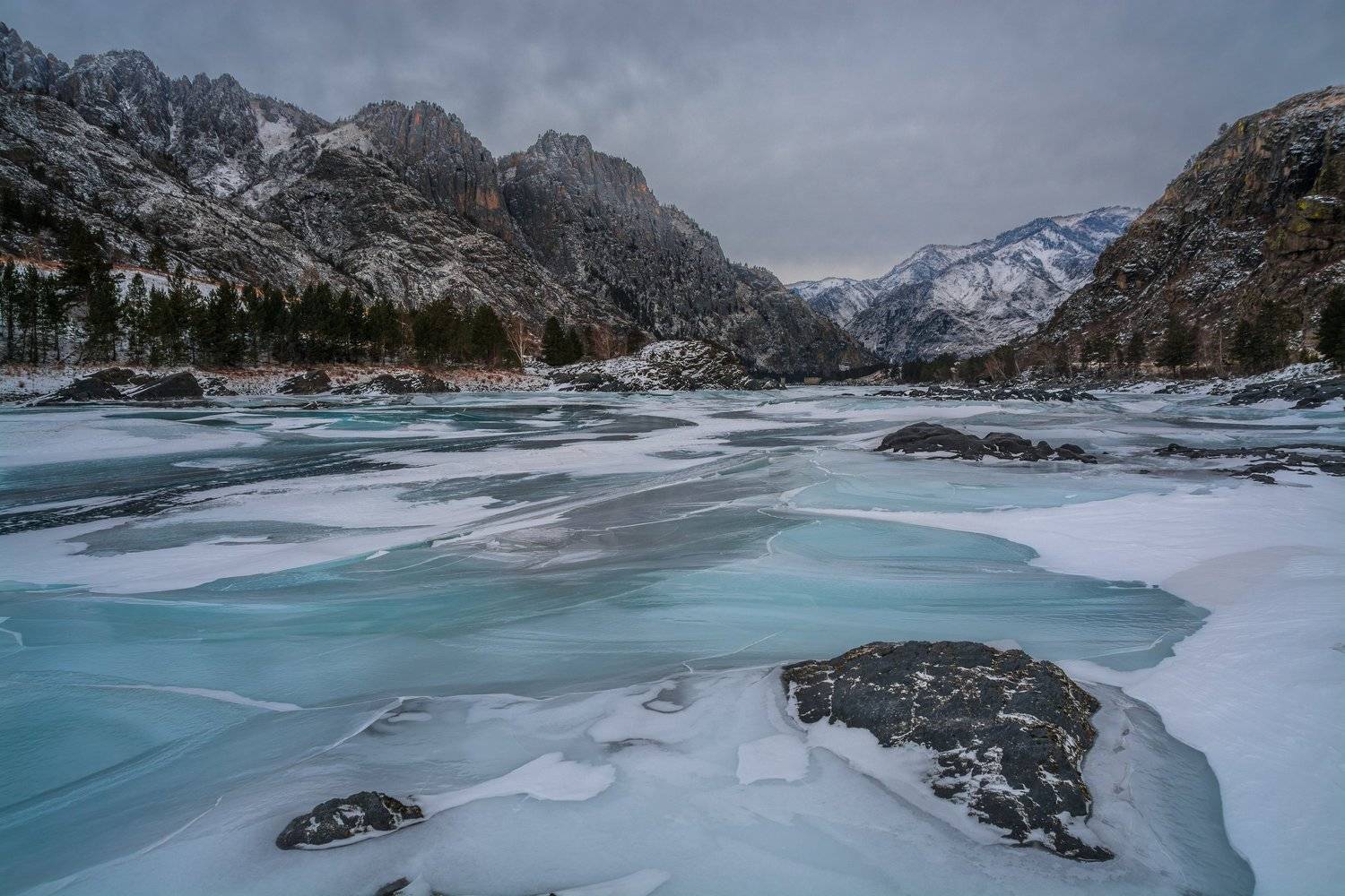 россия, горный алтай, река катунь, зима, лёд, Андрей Поляков