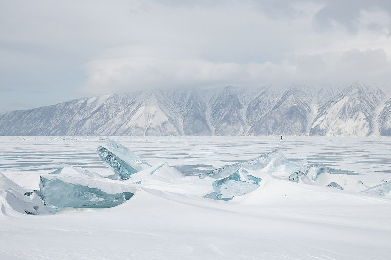 Байкал, горы, зима, лёд, Россия Масштаб фото превью