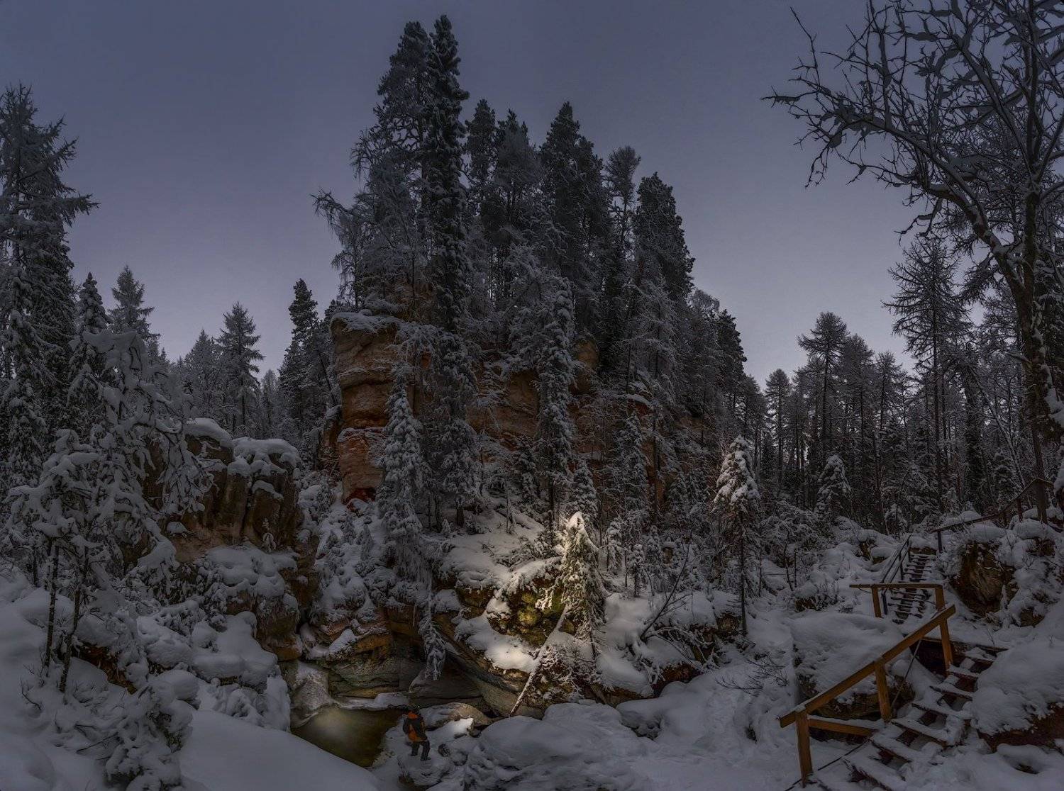 архангельская обасть, ночное фото, русский север, мороз, пинега, карст, Михаил Карпов